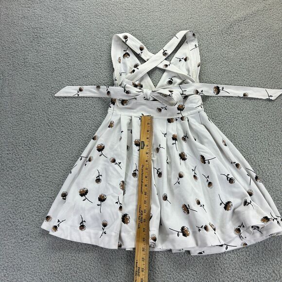 Free People White Floral Print V Neck Skater Style Dress Size 0 - Picture 5 of 8